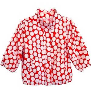 Laugh A Little (LAL) Size L Red/White Dot Zip-Snap Front Pockets Elbow Sleeves